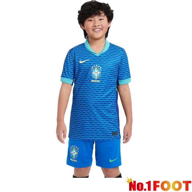 Brazil Kids Away Soccer Jersey Blue 2024/2025