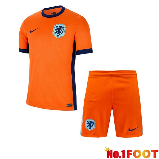 Netherlands Kids Home Soccer Jersey Orange 2024/2025