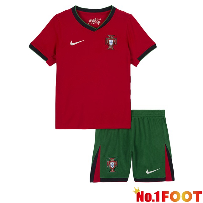 Portugal Kids Home Soccer Jersey Red 2024/2025