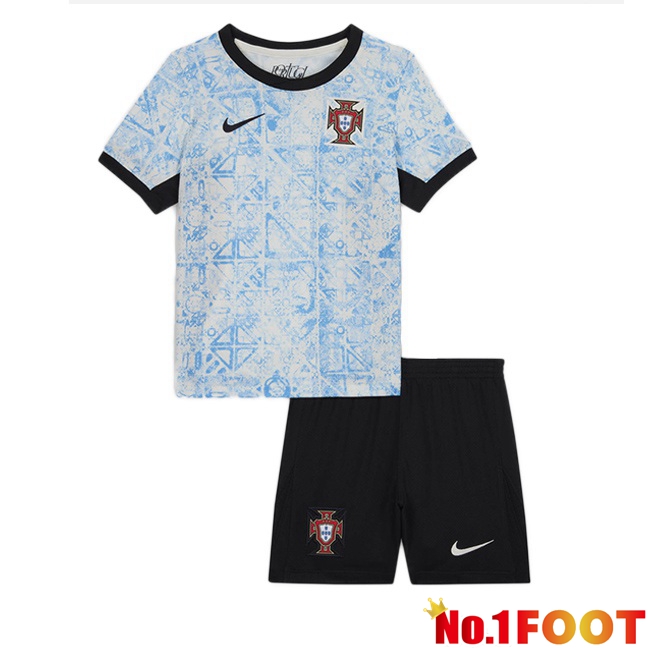 Portugal Kids Away Soccer Jersey Blue White 2024/2025