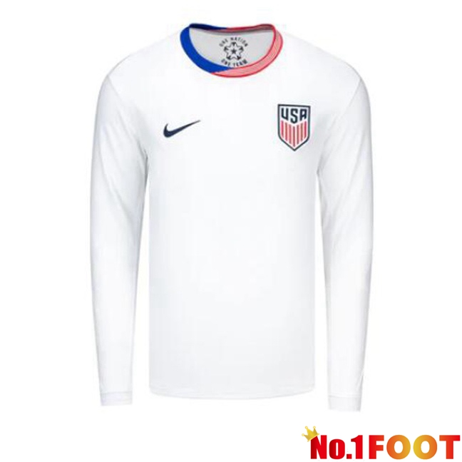 USA Home Soccer Jersey Long Sleeve White 2024/2025