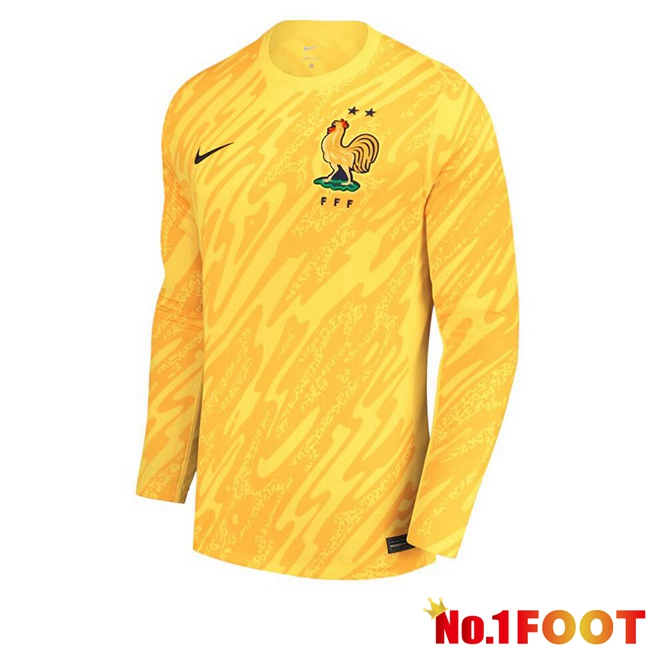 France Goalkeeper Soccer Jersey Long Sleeve Yellow 2024/2025