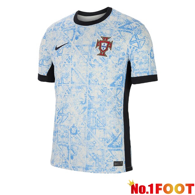 Portugal Away Soccer Jersey Blue White 2024/2025