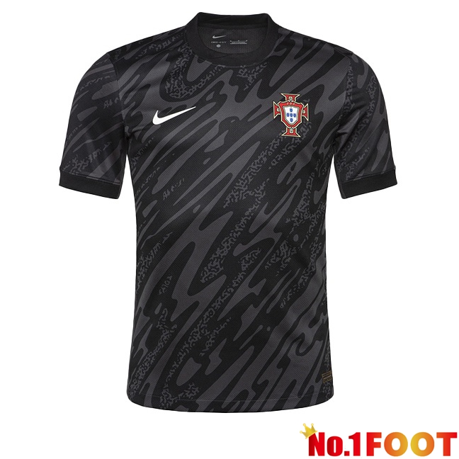 Portugal Goalkeeper Soccer Jersey Black 2024/2025