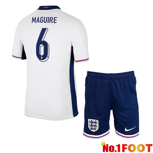 England (Maguire 6) Kids Home Soccer Jersey White 2024/2025