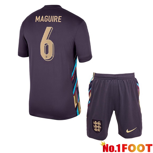 England (Maguire 6) Kids Away Soccer Jersey Purple 2024/2025