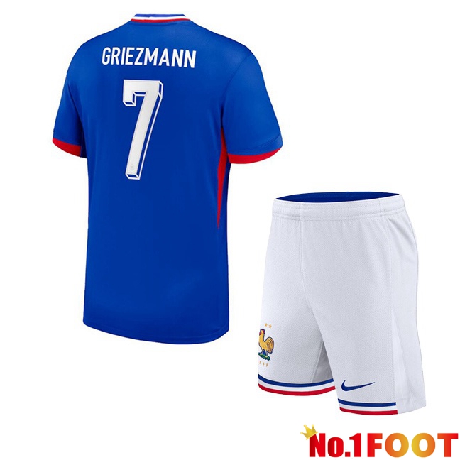 France (GRIEZMANN 7) Kids Home Soccer Jersey Blue 2024/2025