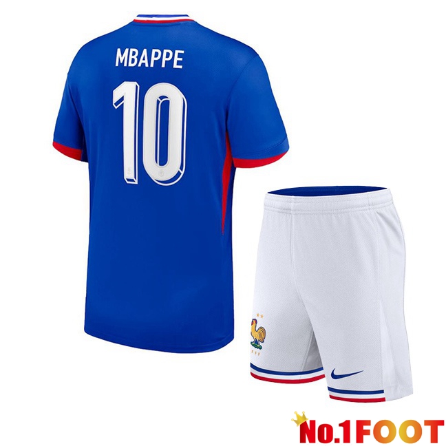 France (MBAPPE 10) Kids Home Soccer Jersey Blue 2024/2025