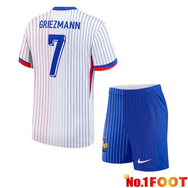 France (GRIEZMANN 7) Kids Away Soccer Jersey White 2024/2025