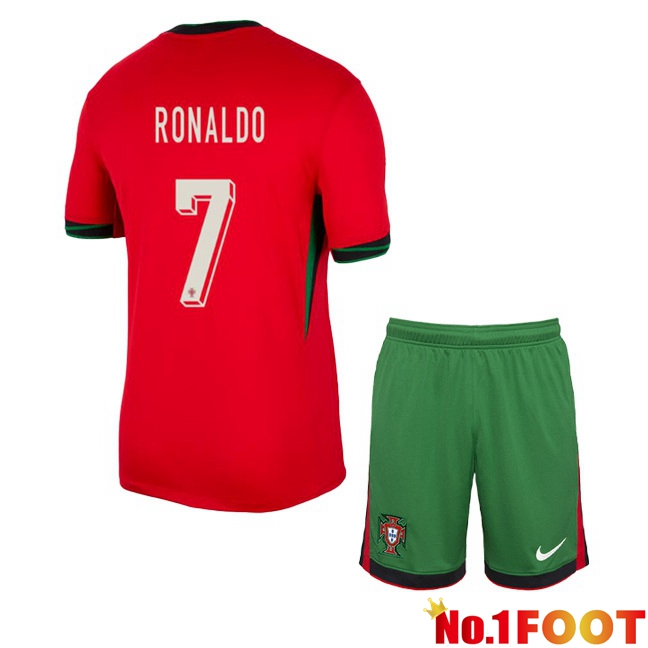 Portugal (RONALDO 7) Kids Home Soccer Jersey Red 2024/2025