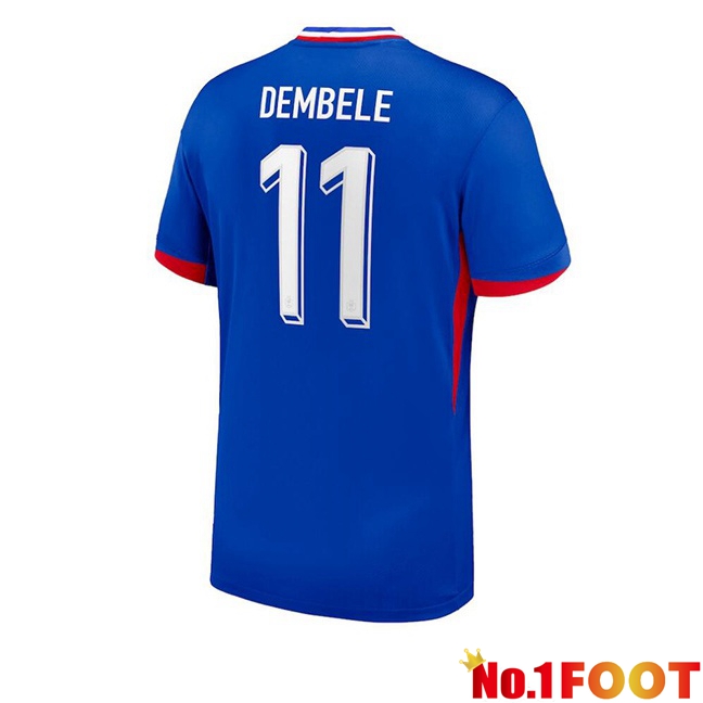 France (DEMBELE 11) Home Soccer Jersey Blue 2024/2025