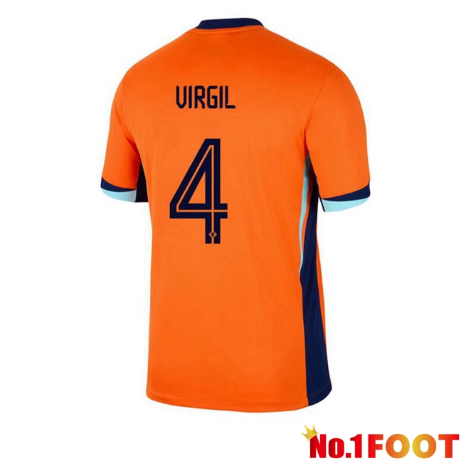 Netherlands (VIRGIL 4) Home Soccer Jersey Orange 2024/2025