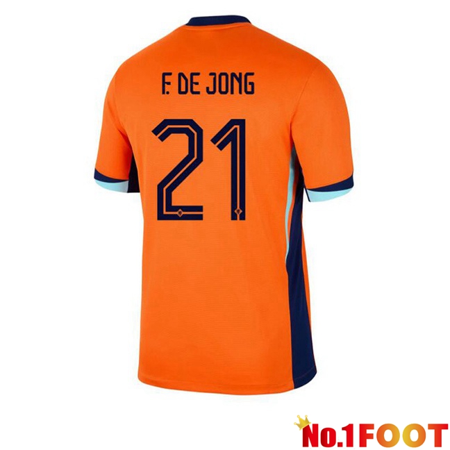 Netherlands (F. DE JONG 21) Home Soccer Jersey Orange 2024/2025