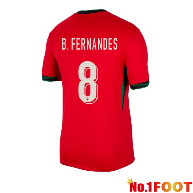 Portugal (B. FERNANDES 8) Home Soccer Jersey Red 2024/2025