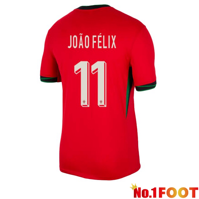 Portugal (JOÃO FÉLIX 11) Home Soccer Jersey Red 2024/2025