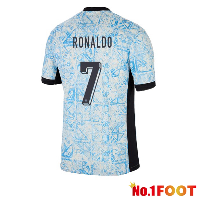 Portugal (RONALDO 7) Away Soccer Jersey Blue White 2024/2025