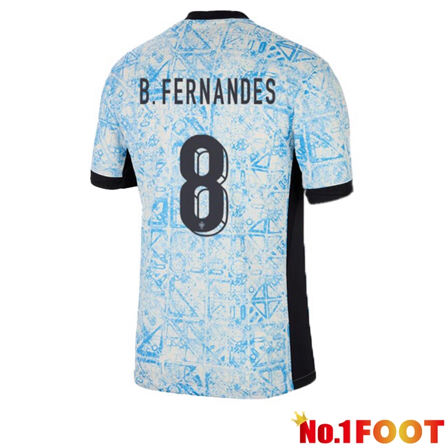 Portugal (B. FERNANDES 8) Away Soccer Jersey Blue White 2024/2025