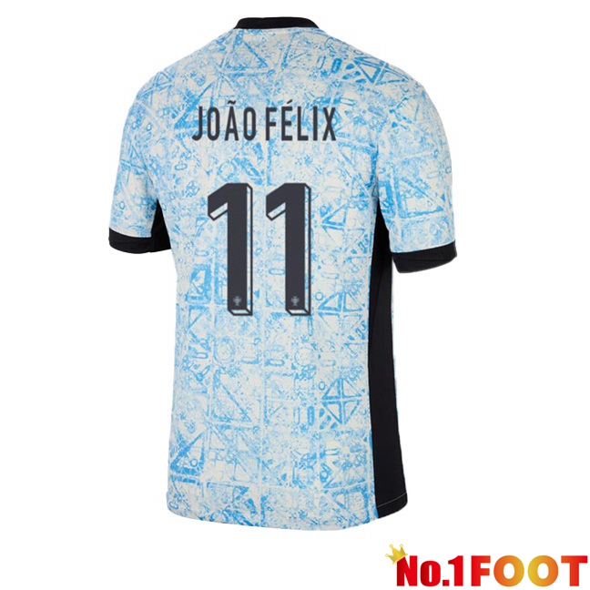 Portugal (JOÃO FÉLIX 11) Away Soccer Jersey Blue White 2024/2025