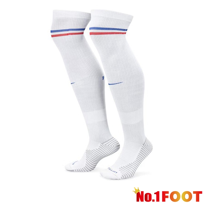 France Away Soccer Socks White 2024/2025