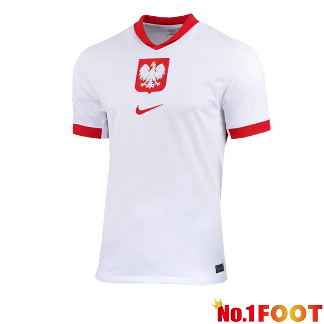 Poland Home Soccer Jersey White UEFA Euro 2024