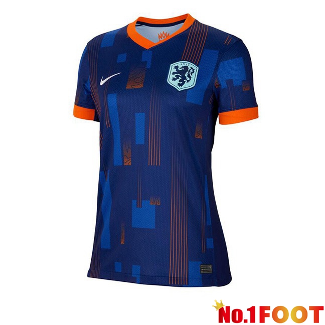 Netherlands Womens Away Soccer Jersey Royal Blue UEFA Euro 2024