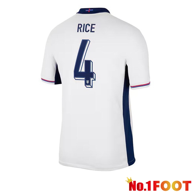 England (Rice 4) Home Soccer Jersey White UEFA Euro 2024