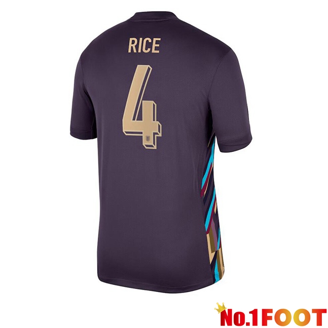 England (Rice 4) Away Soccer Jersey Purple UEFA Euro 2024