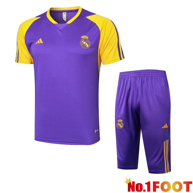 Real Madrid kit Training T Shirt + Shorts Purple 2024/2025