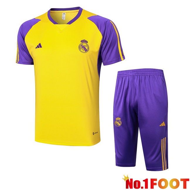 Real Madrid kit Training T Shirt + Shorts Yellow 2024/2025