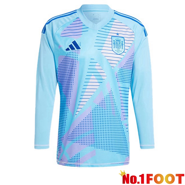 Spain Goalkeeper Soccer Jersey Long sleeve Blue 2024/2025