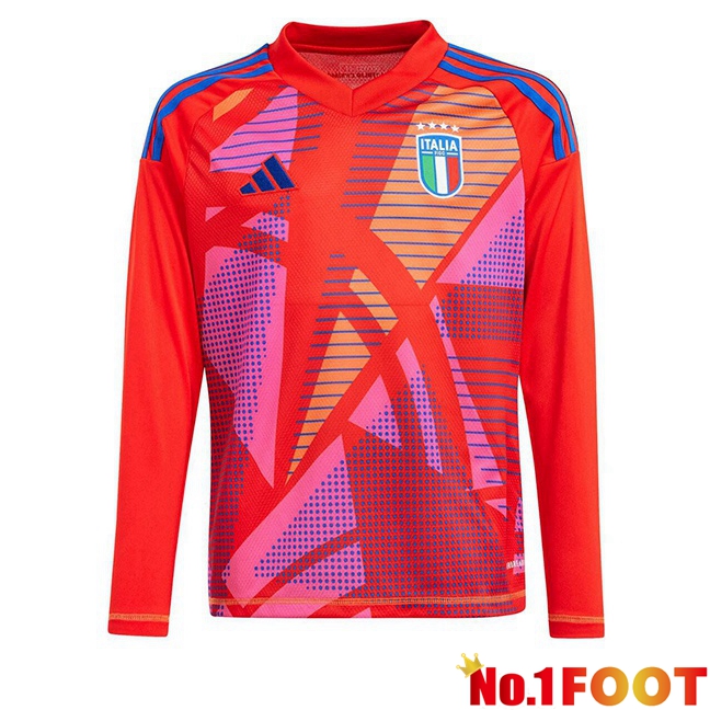 Italy Goalkeeper Soccer Jersey Long sleeve Red 2024/2025