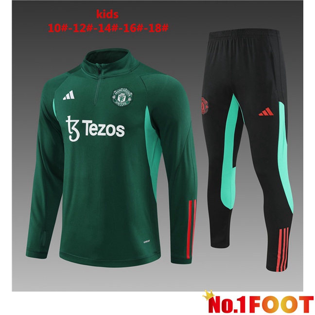 Manchester United Kids kit Training Tracksuit Green 2024/2025