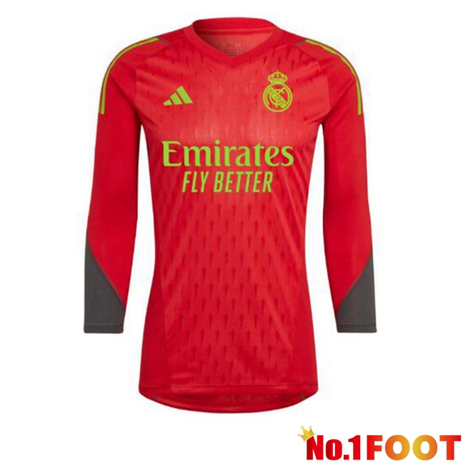 Real Madrid Goalkeeper Soccer Jersey Long sleeve Red 2023/2024