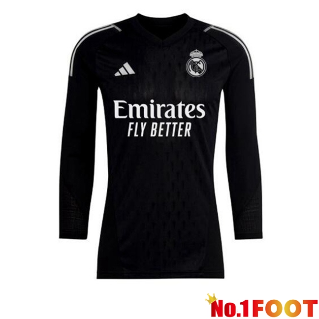 Real Madrid Goalkeeper Soccer Jersey Long sleeve Black 2023/2024