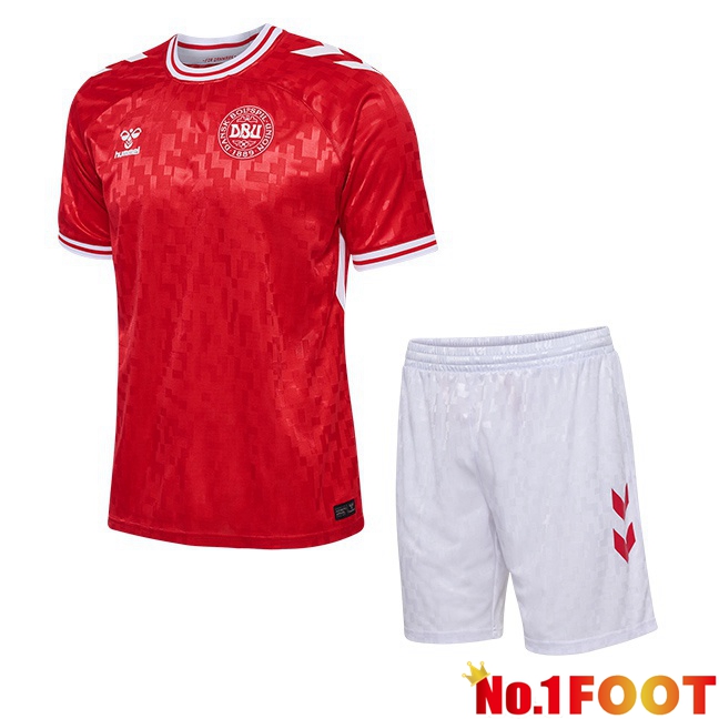 Denmark Kids Home Soccer Jersey Red 2024/2025