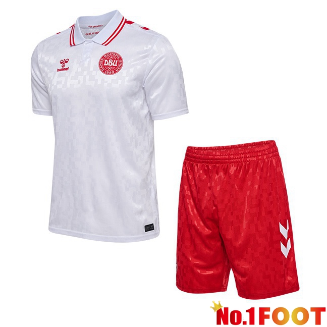 Denmark Kids Away Soccer Jersey White 2024/2025