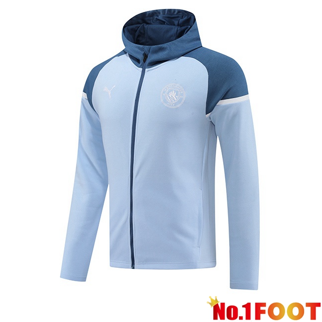 Manchester City Training Sweatshirt Hoodie Blue 2024/2025 - Click Image to Close