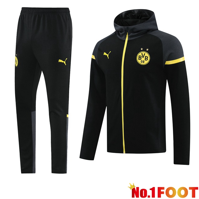 Dortmund BVB Training Tracksuit - Training Sweatshirt Hoodie Black 2024/2025