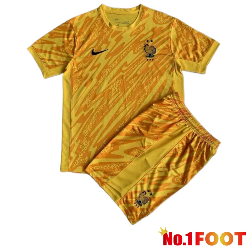 France Kids Goalkeeper Soccer Jersey Yellow UEFA Euro 2024