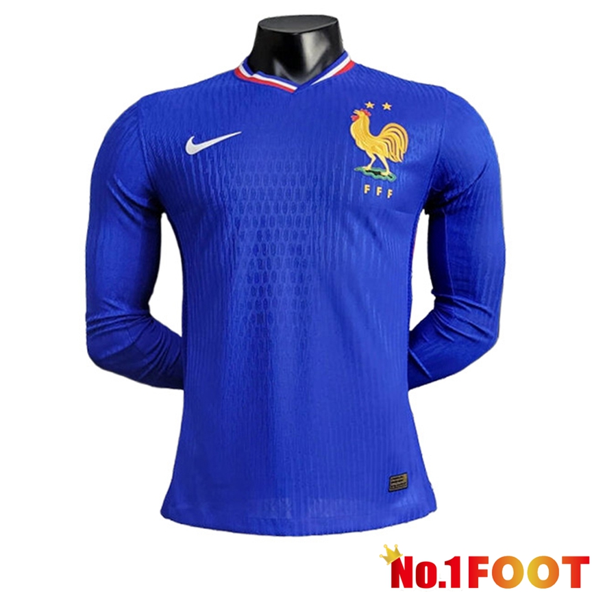 France Long sleeve Home Soccer Jersey UEFA Euro 2024