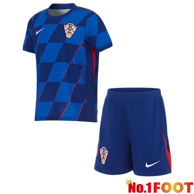 Croatia Kids Away Soccer Jersey Blue 2024/2025