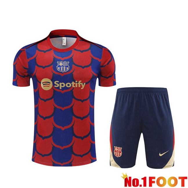 FC Barcelona kit Training T Shirt + Shorts Red Blue 2024/2025