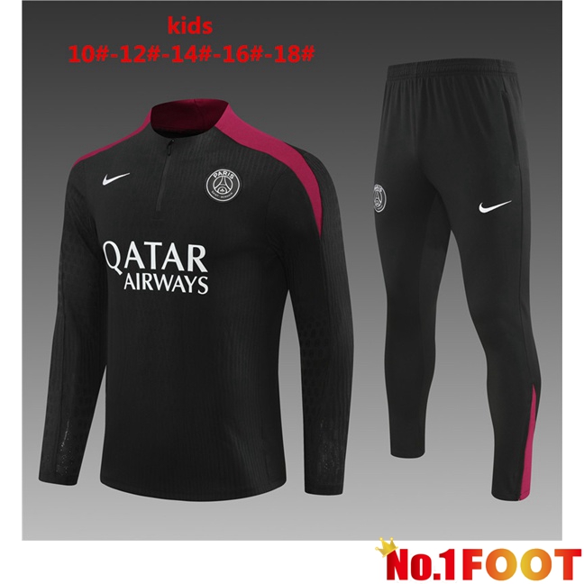 Paris PSG Kids kit Training Tracksuit Black 2024/2025