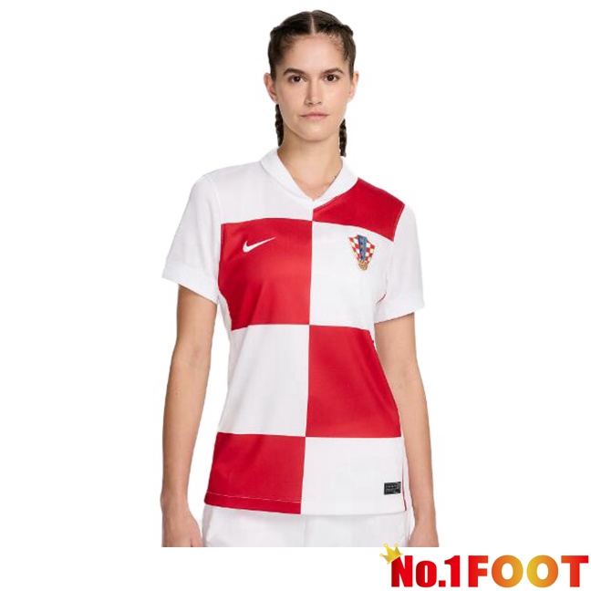 Croatia Womens Home Soccer Jersey White UEFA Euro 2024