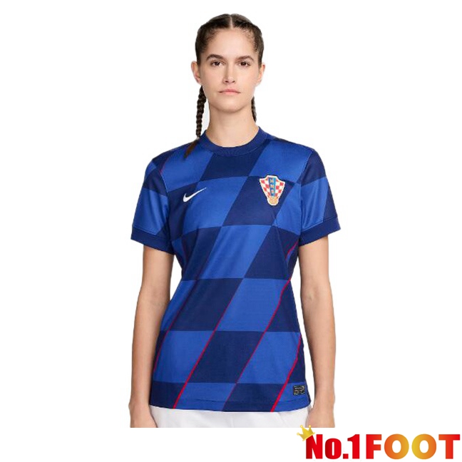 Croatia Womens Away Soccer Jersey Blue UEFA Euro 2024