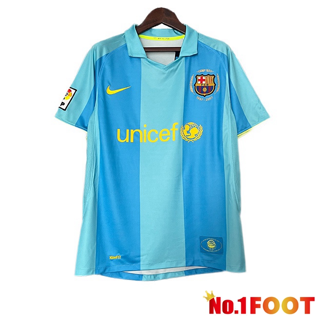 FC Barcelona Retro Away Soccer Jersey Blue 2007-2008