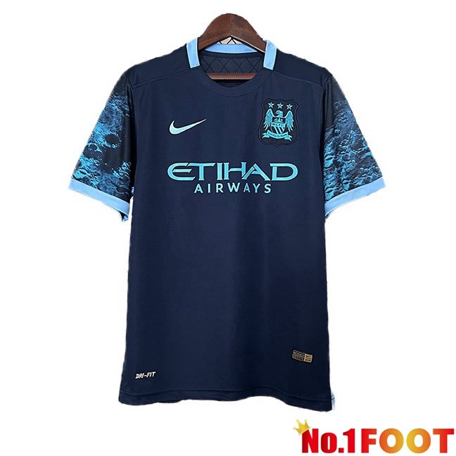 Manchester City Retro Away Soccer Jersey Blue Royal 2015-2016