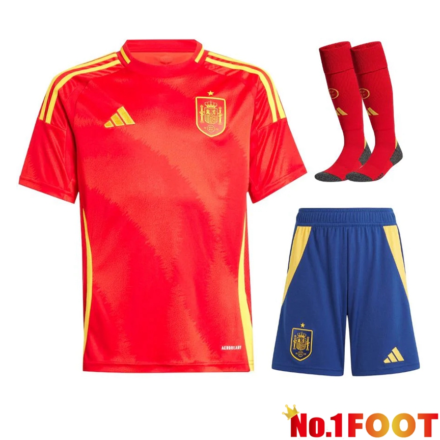 Spain Home Soccer Jersey (Shorts + Socks) Kit 2024/2025