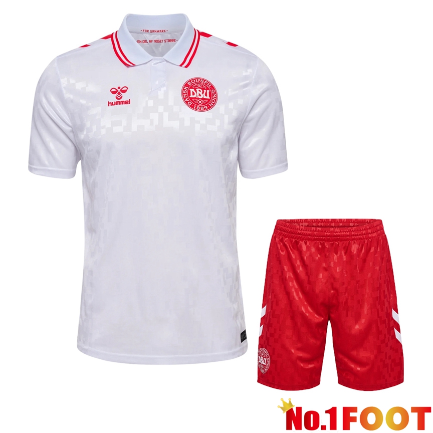 Denmark Away Soccer Jersey + Shorts Kit 2024/2025