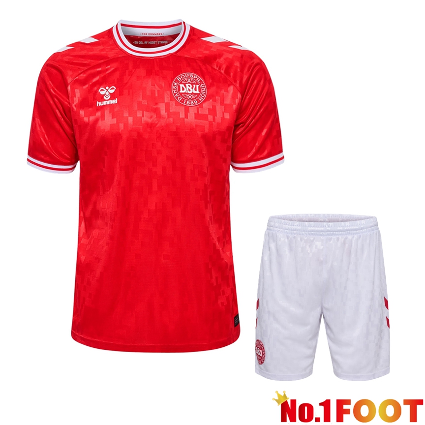 Denmark Home Soccer Jersey + Shorts Kit 2024/2025